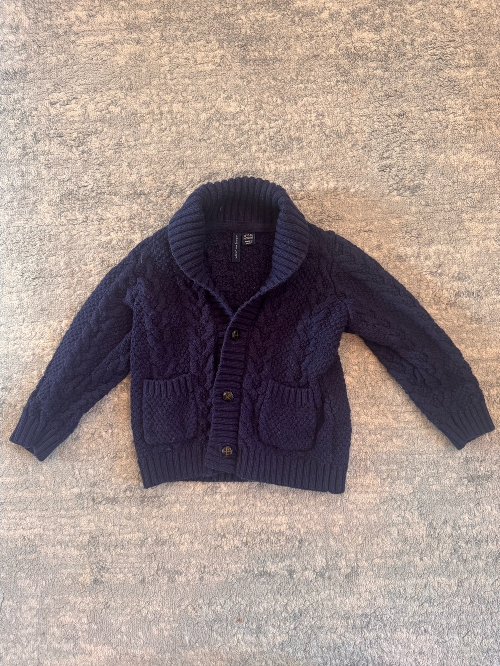 Janie and Jack Boys Navy Blue Shawl Sweater